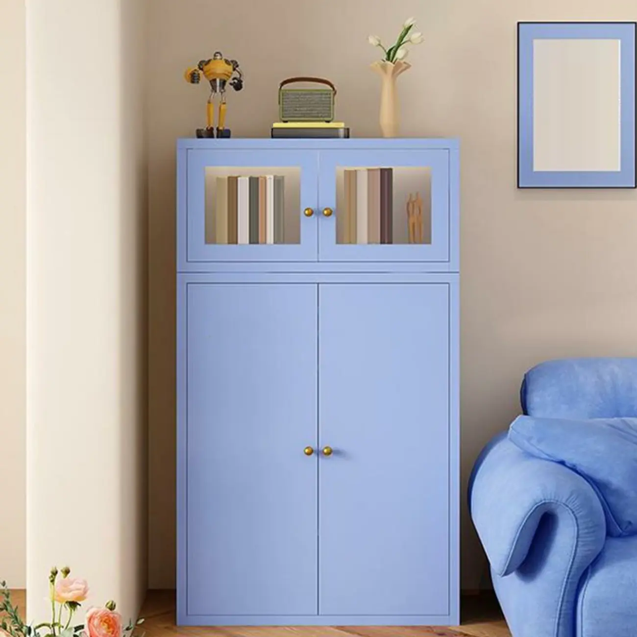 Modern Minimalist Solid Color Iron Rectangle Storage Cabinet Image - 8 | homeyfad