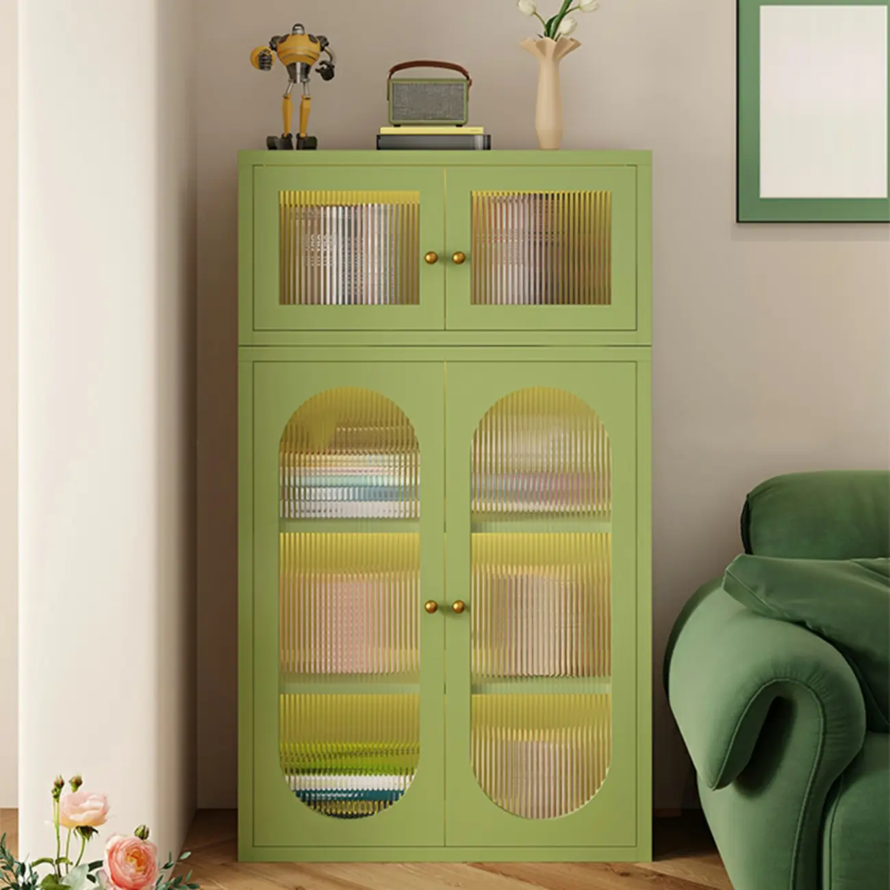 Modern Minimalist Solid Color Iron Rectangle Storage Cabinet Image - 10 | homeyfad