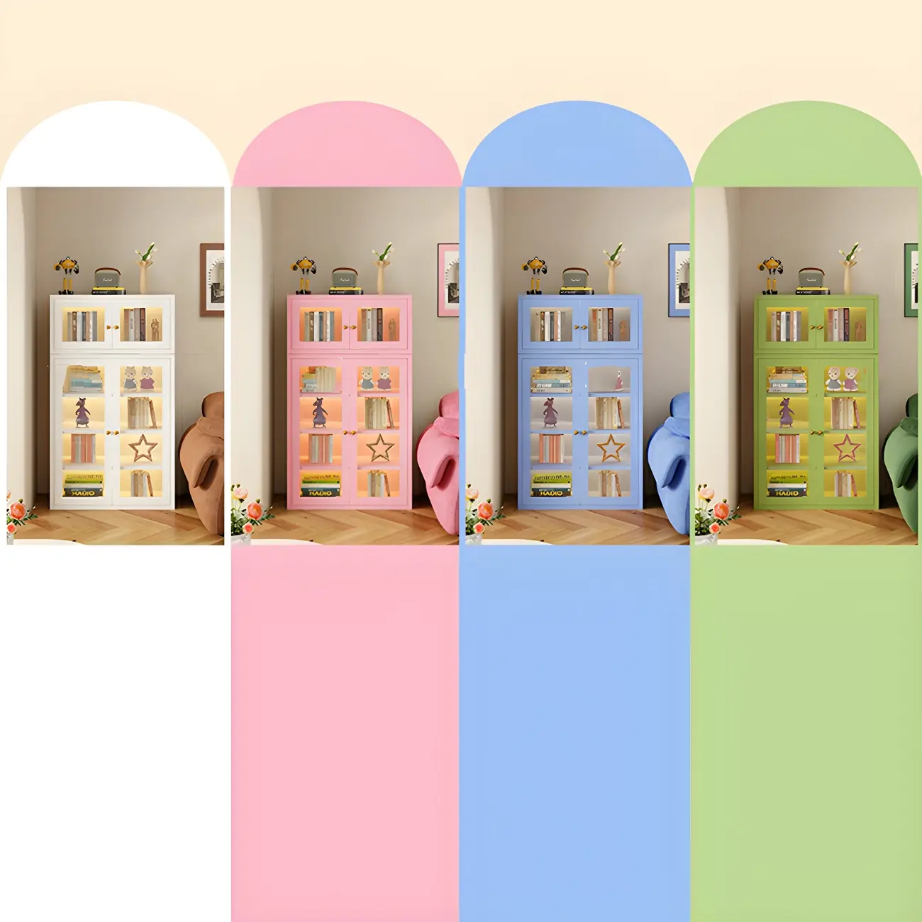 Modern Minimalist Solid Color Iron Rectangle Storage Cabinet Image - 14 | homeyfad