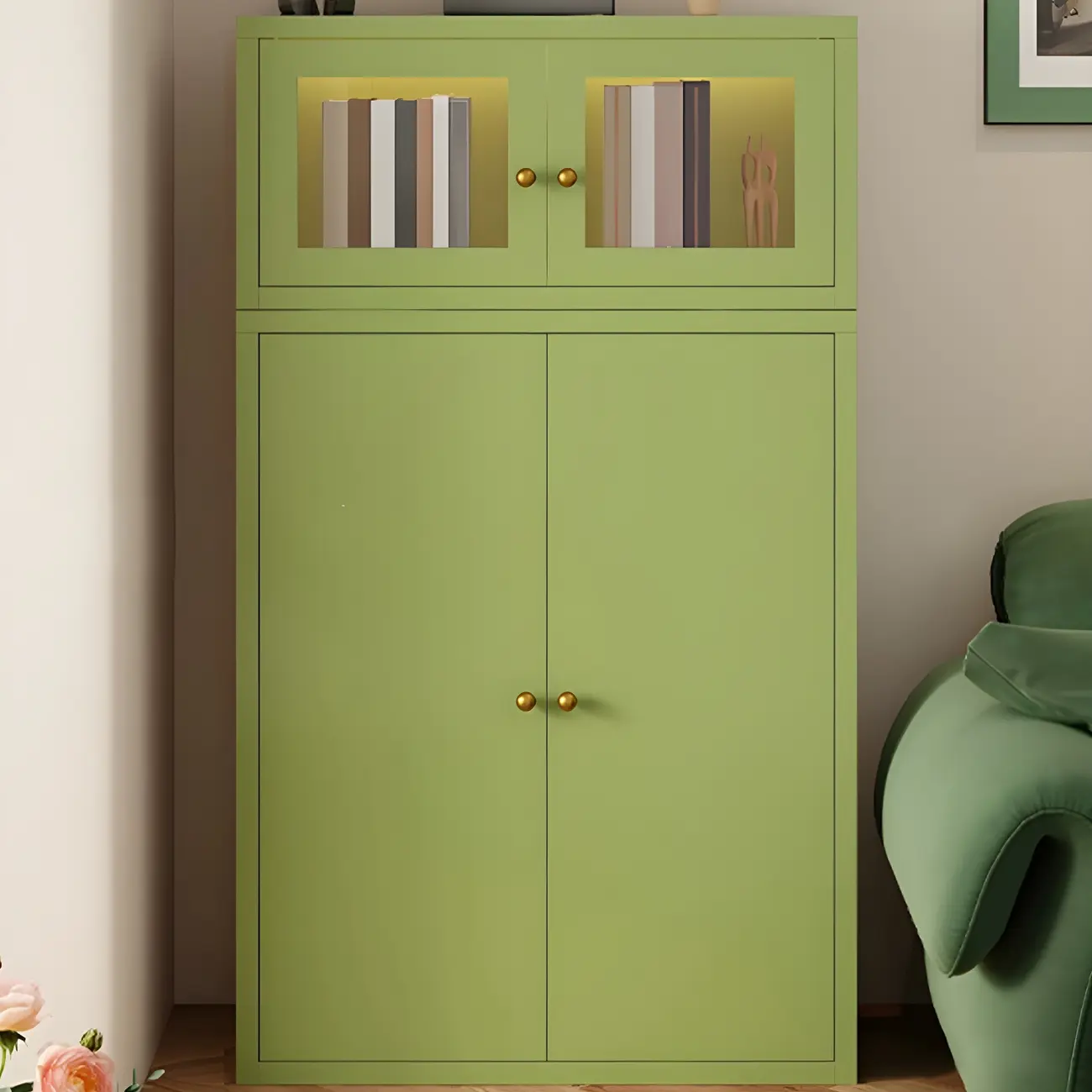 Modern Minimalist Solid Color Iron Rectangle Storage Cabinet Image - 15 | homeyfad