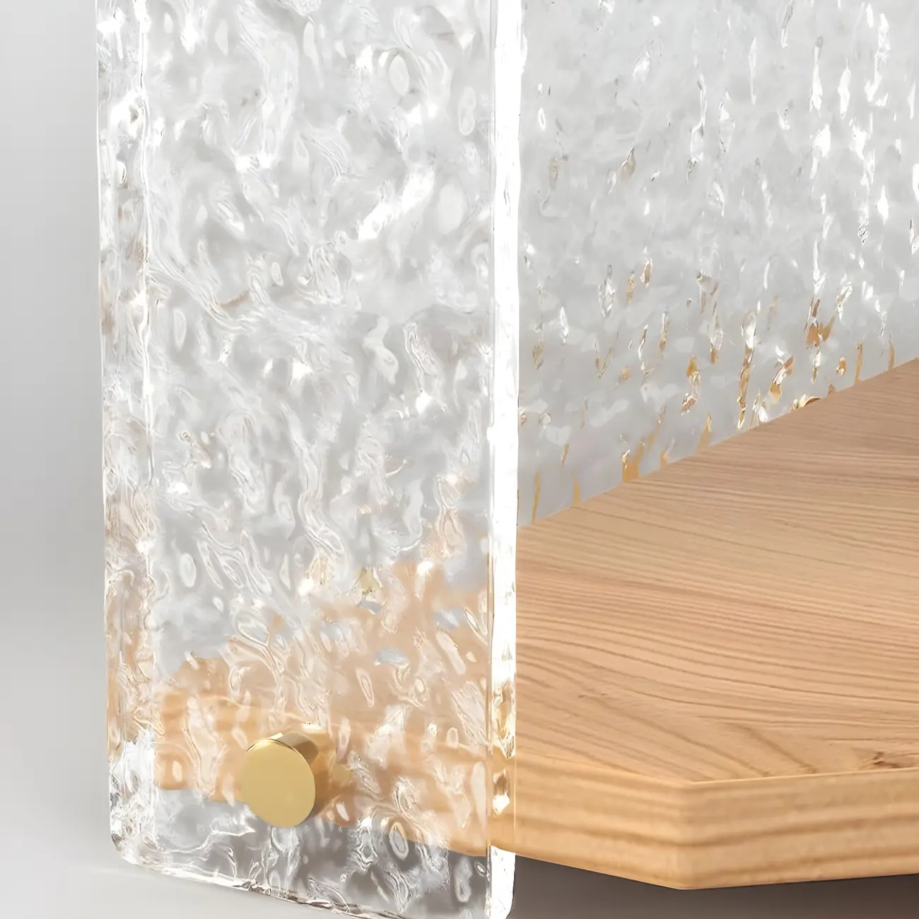 Modern Acrylic Natural Wood Open Shelves Corner Cabinet Image - 8 | homeyfad