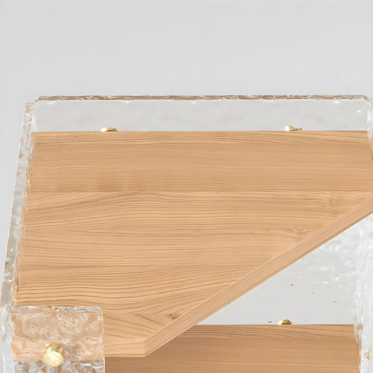 Modern Acrylic Natural Wood Open Shelves Corner Cabinet Image - 10 | homeyfad