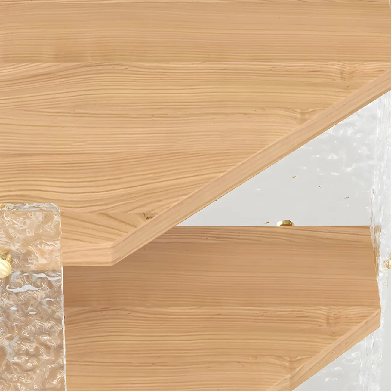 Modern Acrylic Natural Wood Open Shelves Corner Cabinet Image - 11 | homeyfad