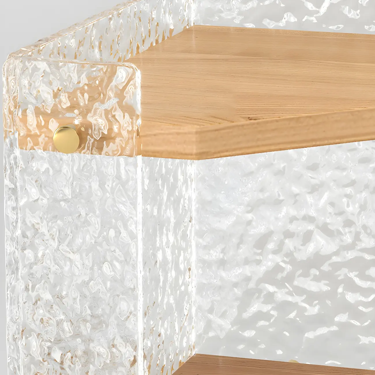 Modern Acrylic Natural Wood Open Shelves Corner Cabinet Image - 12 | homeyfad