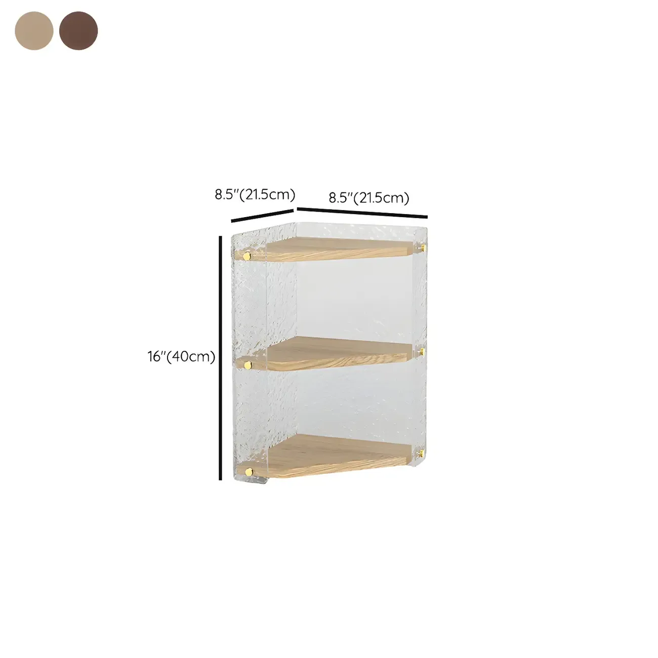 Modern Acrylic Natural Wood Open Shelves Corner Cabinet #size