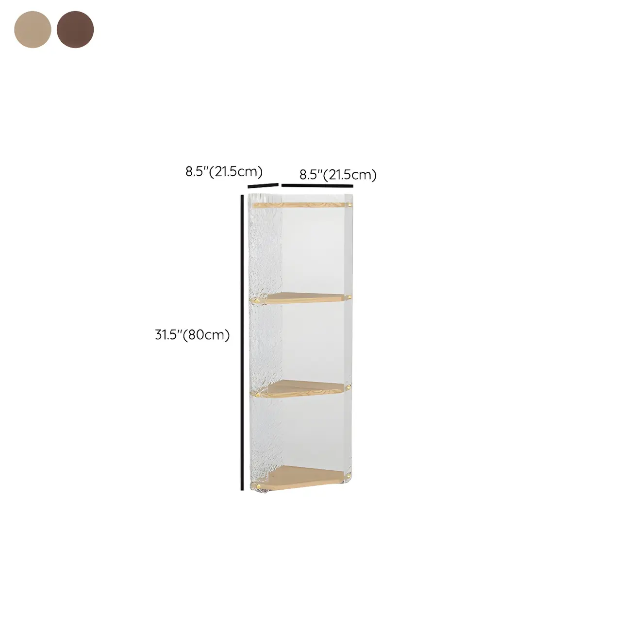 Modern Acrylic Natural Wood Open Shelves Corner Cabinet Image - 15 | homeyfad