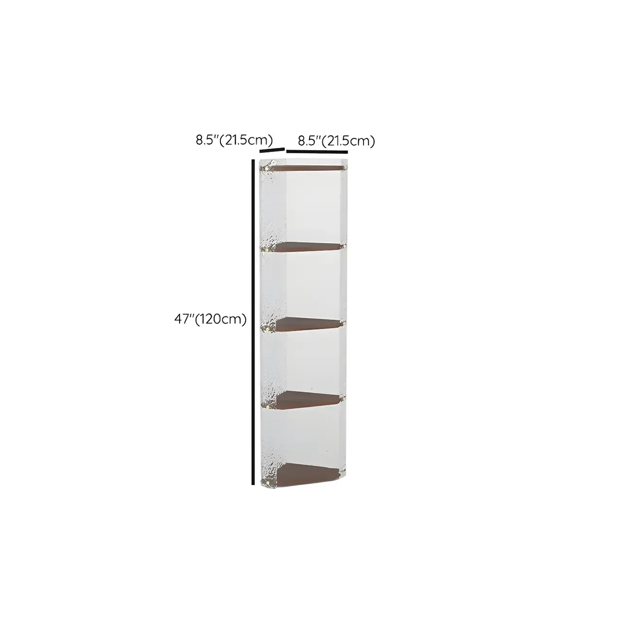 Modern Acrylic Natural Wood Open Shelves Corner Cabinet Image - 16