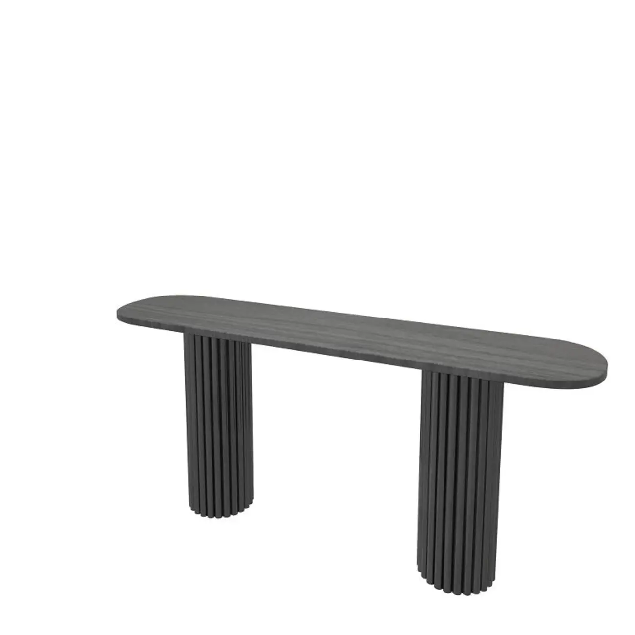 Natural Oval Wooden Double Pedestal Console Table Image - 5 | homeyfad