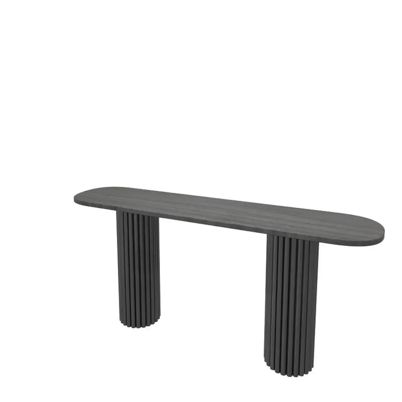 Natural Oval Wooden Double Pedestal Console Table Image - 5