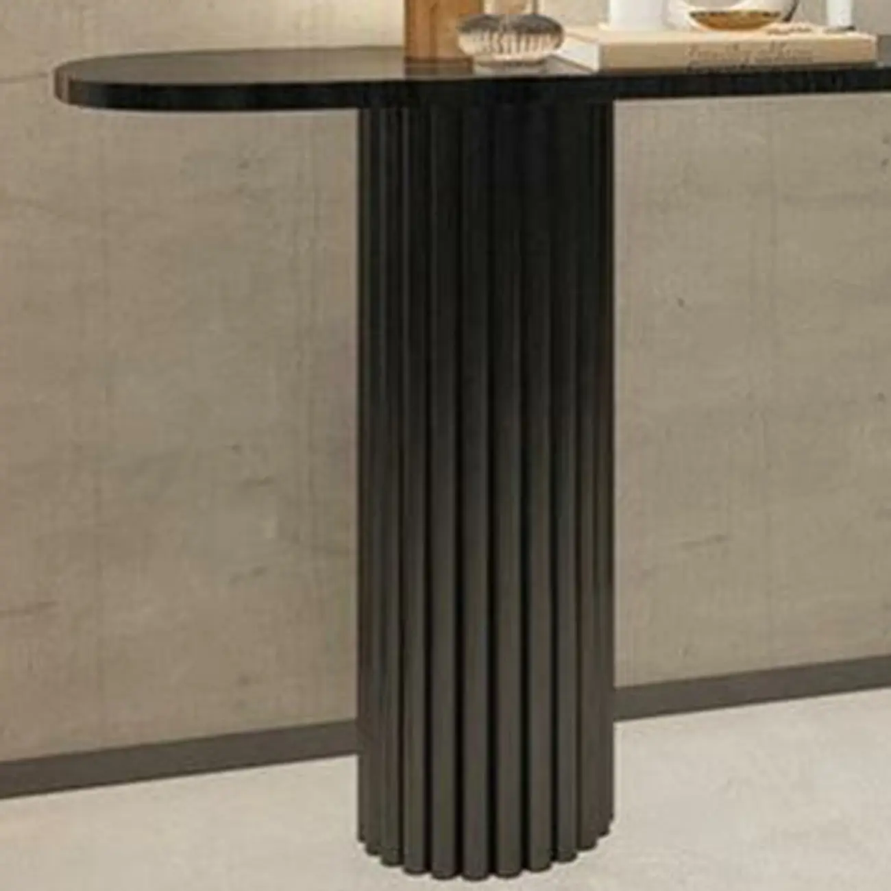 Natural Oval Wooden Double Pedestal Console Table Image - 6 | homeyfad