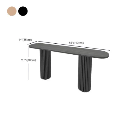 Natural Oval Wooden Double Pedestal Console Table Image - 11