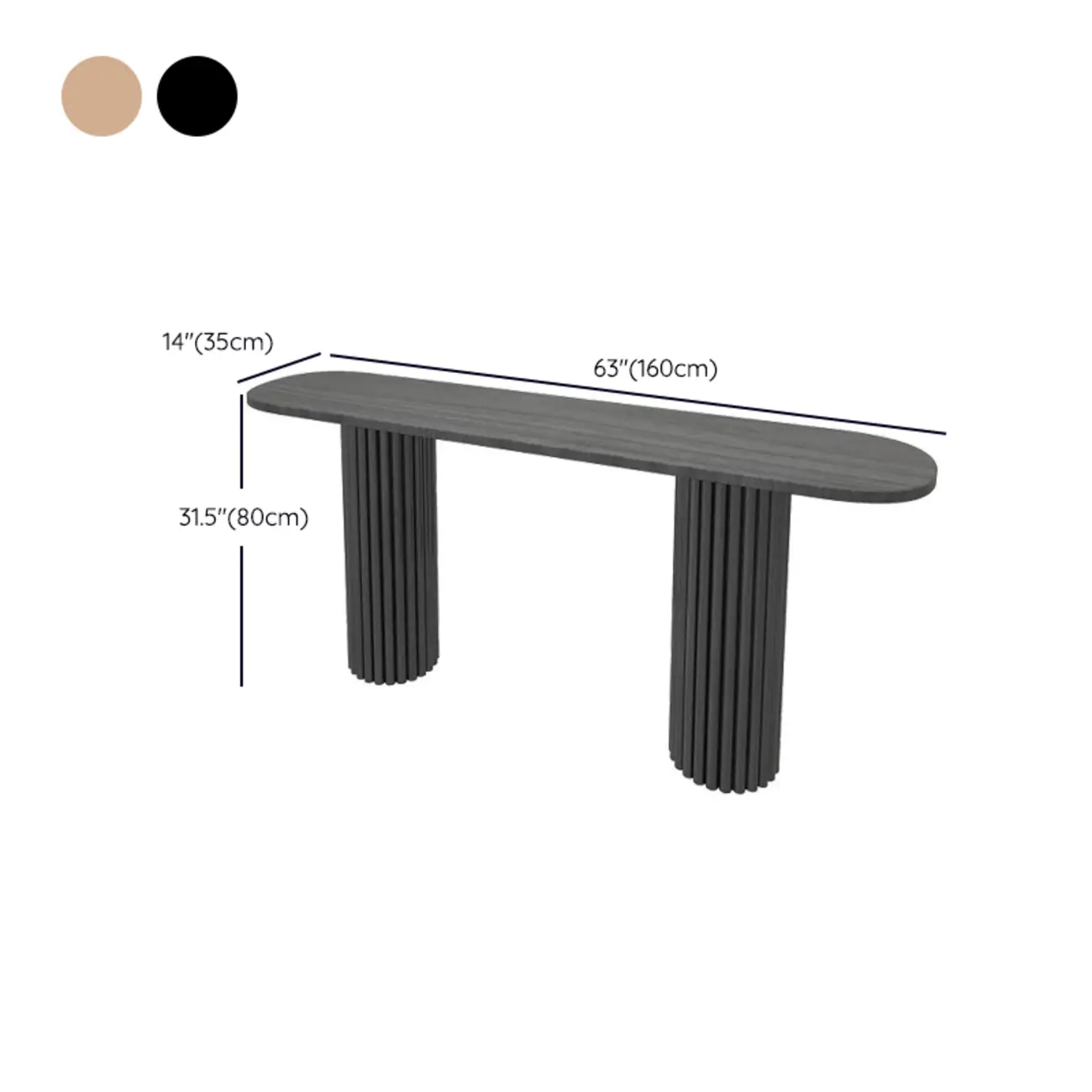 Natural Oval Wooden Double Pedestal Console Table Image - 12 | homeyfad