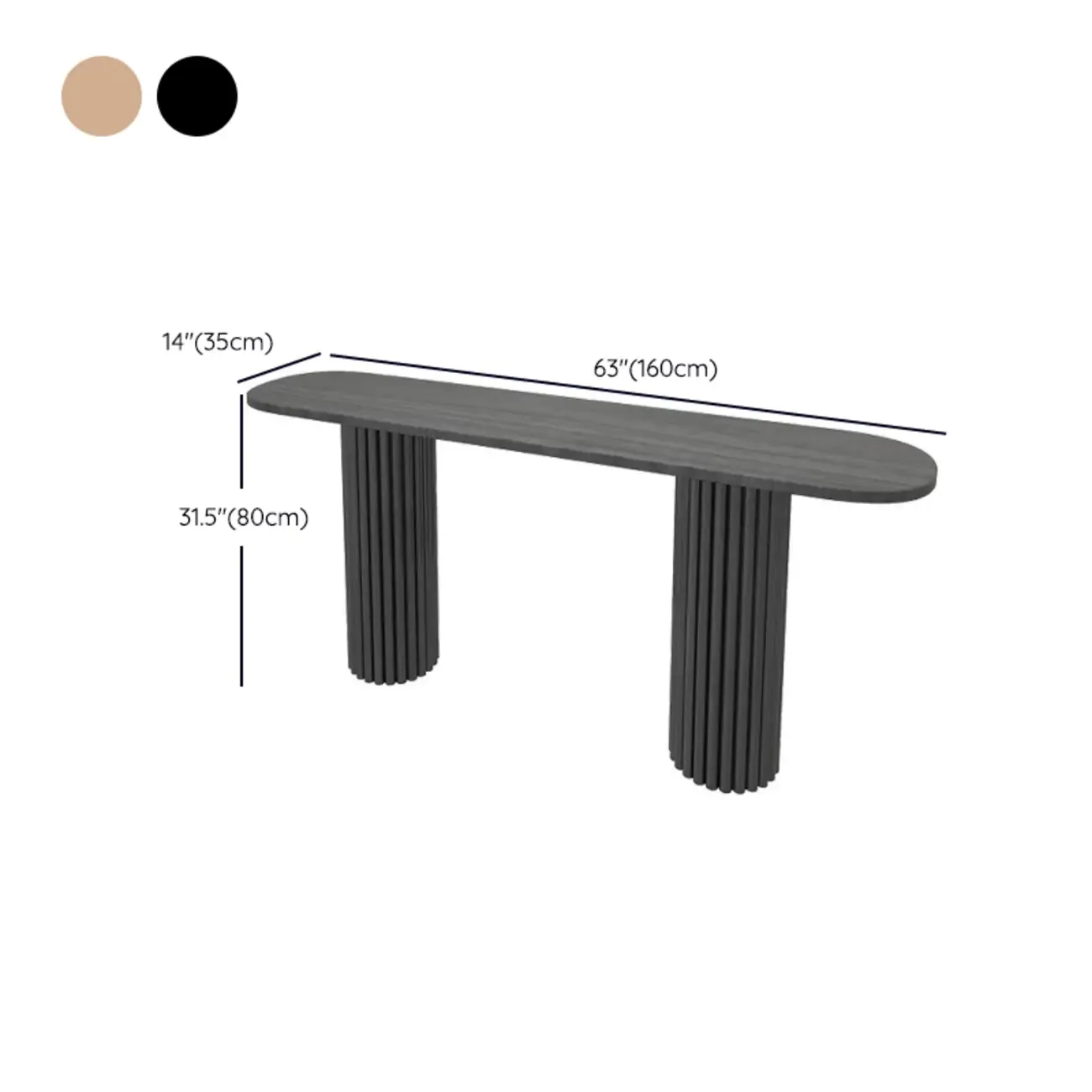 Natural Oval Wooden Double Pedestal Console Table Image - 12