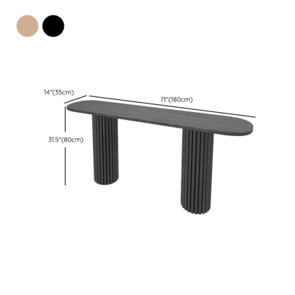 Natural Oval Wooden Double Pedestal Console Table Image - 13