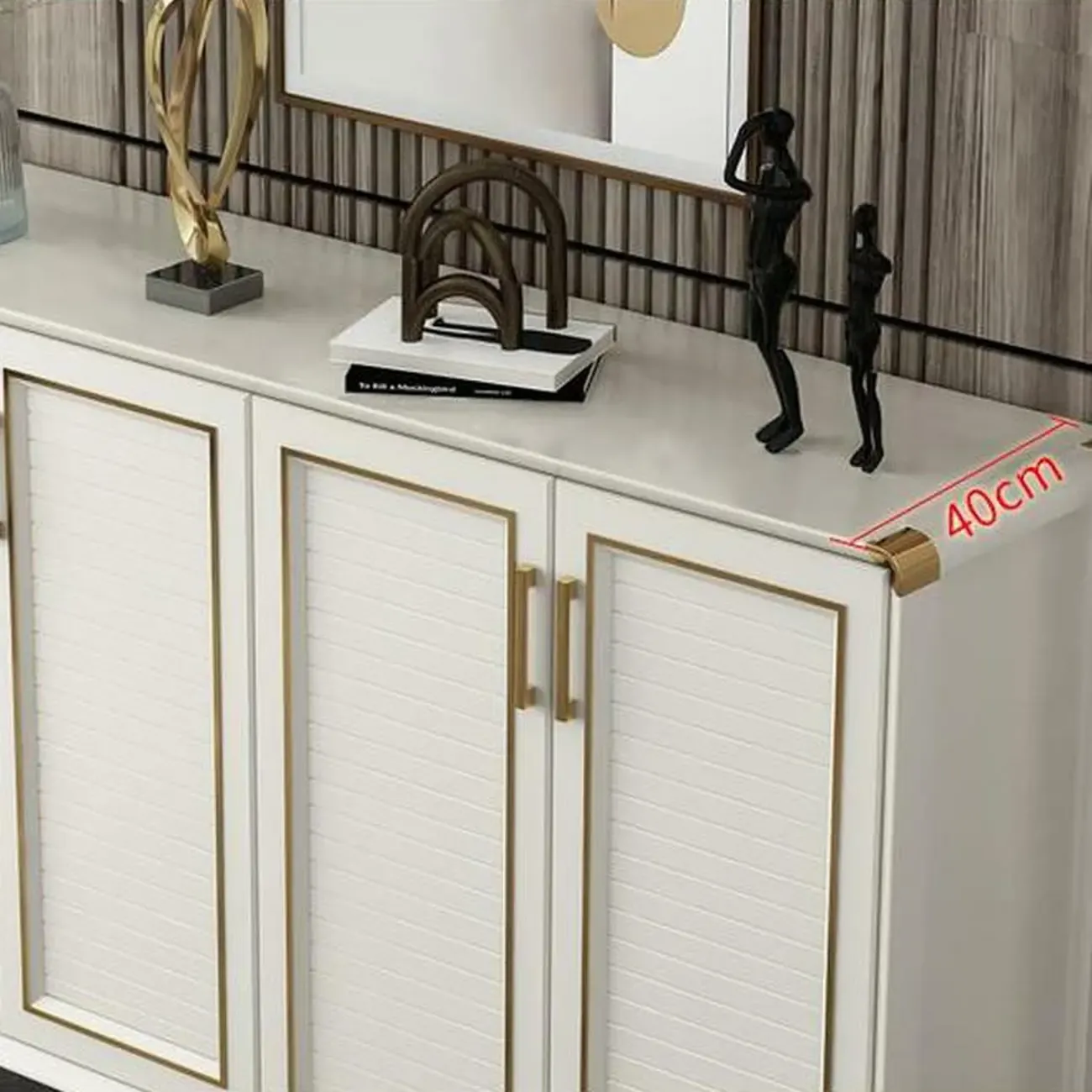 Glam White Metal Shoe Storage Cabinet with Drawer Image - 12