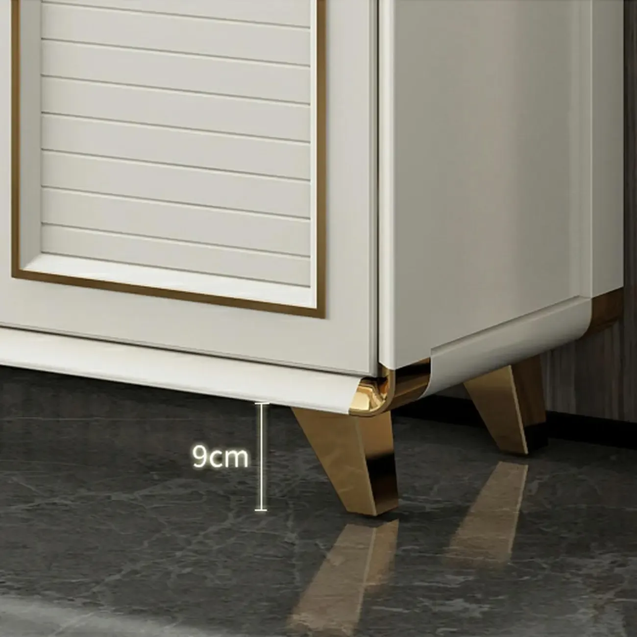 Glam White Metal Shoe Storage Cabinet with Drawer Image - 14