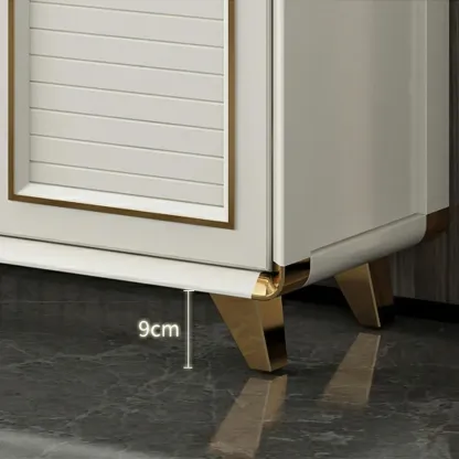 Glam White Metal Shoe Storage Cabinet with Drawer Image - 14