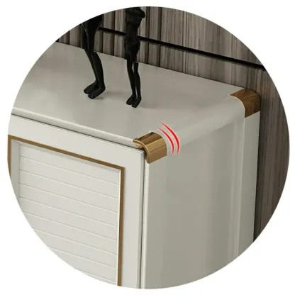 Glam White Metal Shoe Storage Cabinet with Drawer Image - 15