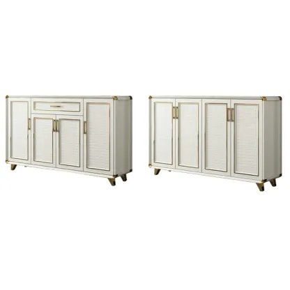 Glam White Metal Shoe Storage Cabinet with Drawer Image - 17