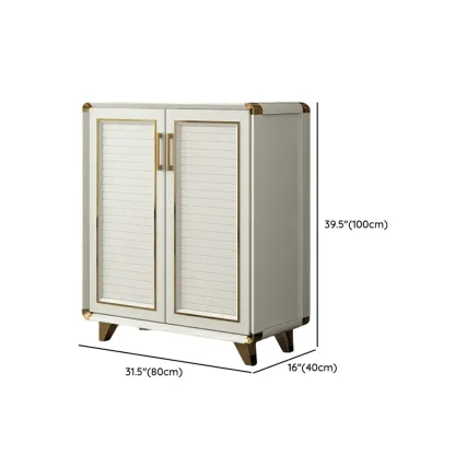 Glam White Metal Shoe Storage Cabinet with Drawer Image - 22