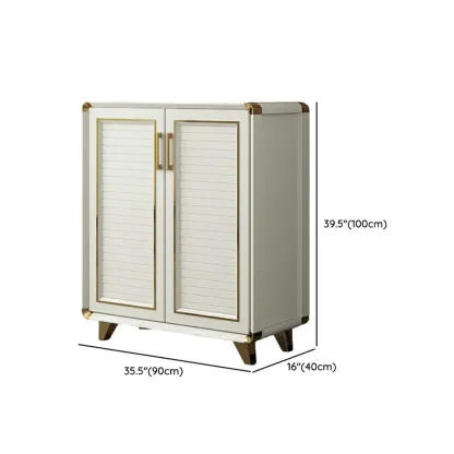 Glam White Metal Shoe Storage Cabinet with Drawer Image - 23