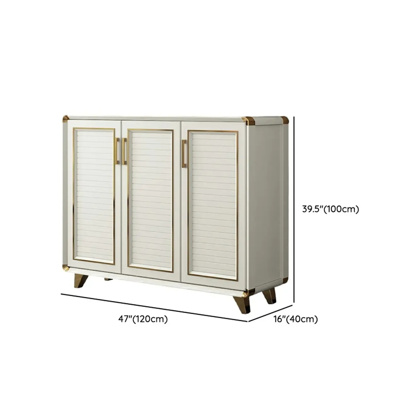 Glam White Metal Shoe Storage Cabinet with Drawer Image - 26