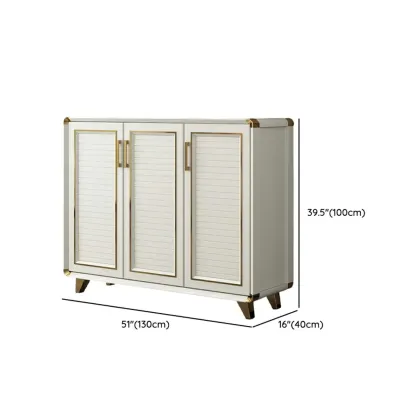 Glam White Metal Shoe Storage Cabinet with Drawer Image - 27
