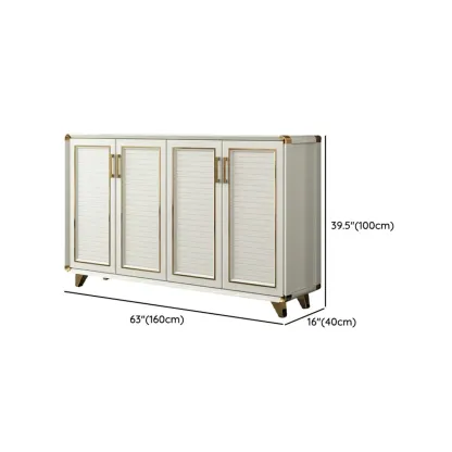Glam White Metal Shoe Storage Cabinet with Drawer Image - 30
