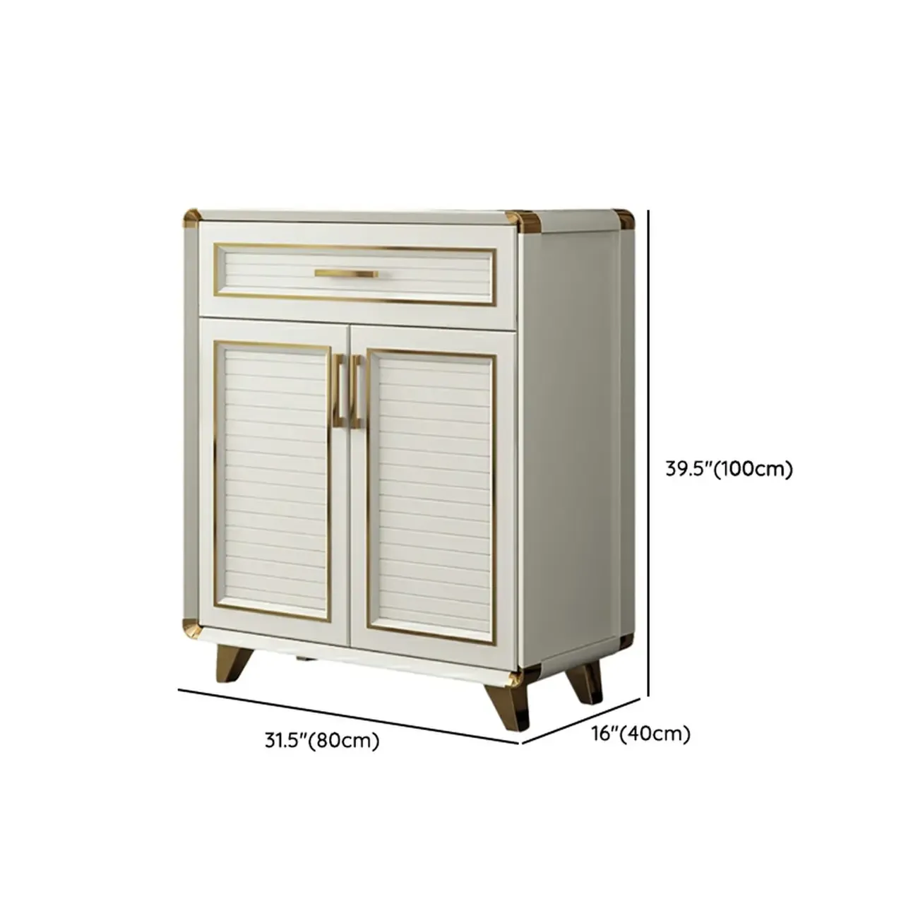 Glam White Metal Shoe Storage Cabinet with Drawer Image - 33