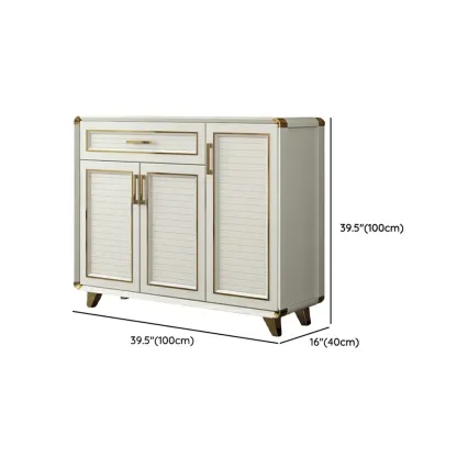 Glam White Metal Shoe Storage Cabinet with Drawer Image - 35