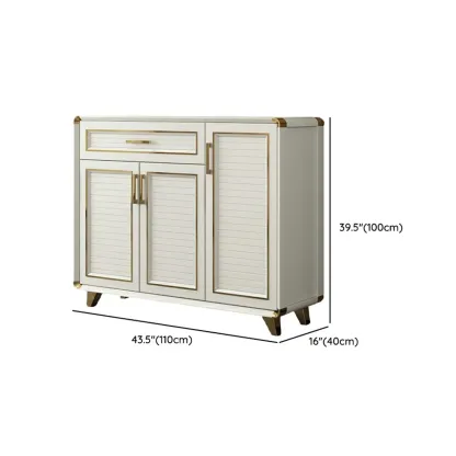 Glam White Metal Shoe Storage Cabinet with Drawer Image - 36