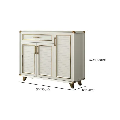 Glam White Metal Shoe Storage Cabinet with Drawer Image - 38