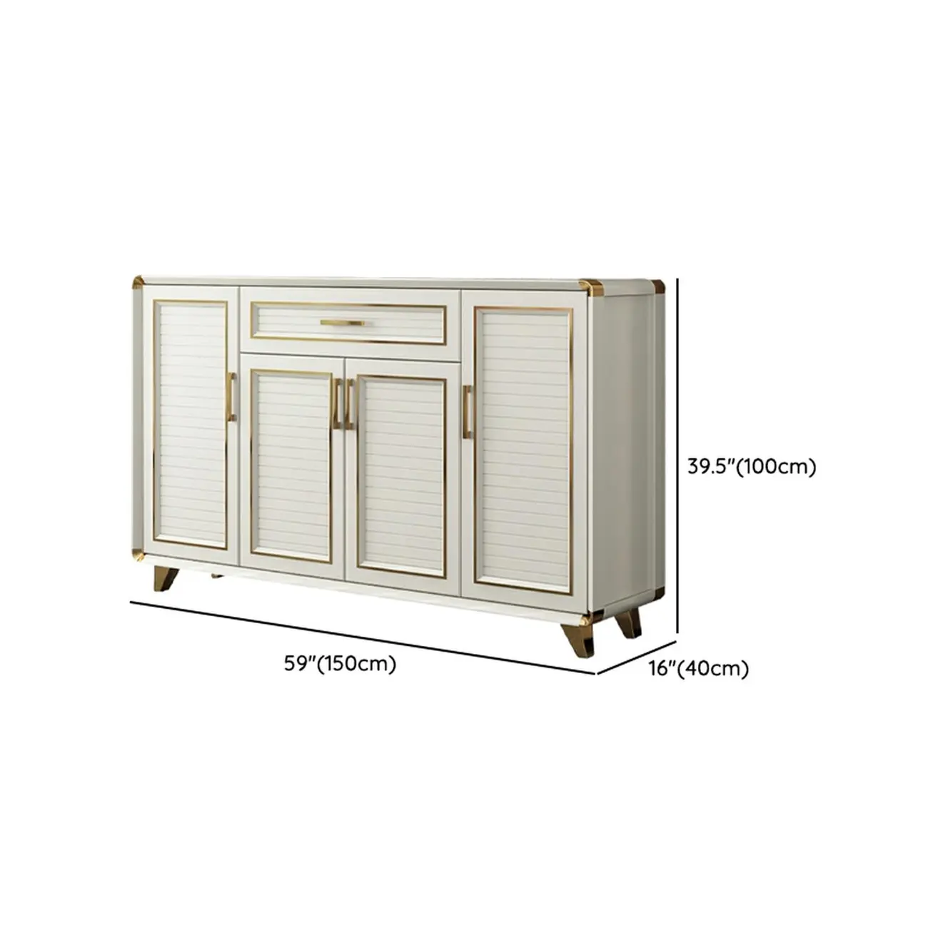 Glam White Metal Shoe Storage Cabinet with Drawer Image - 40 | homeyfad