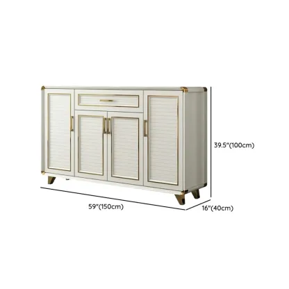 Glam White Metal Shoe Storage Cabinet with Drawer Image - 40
