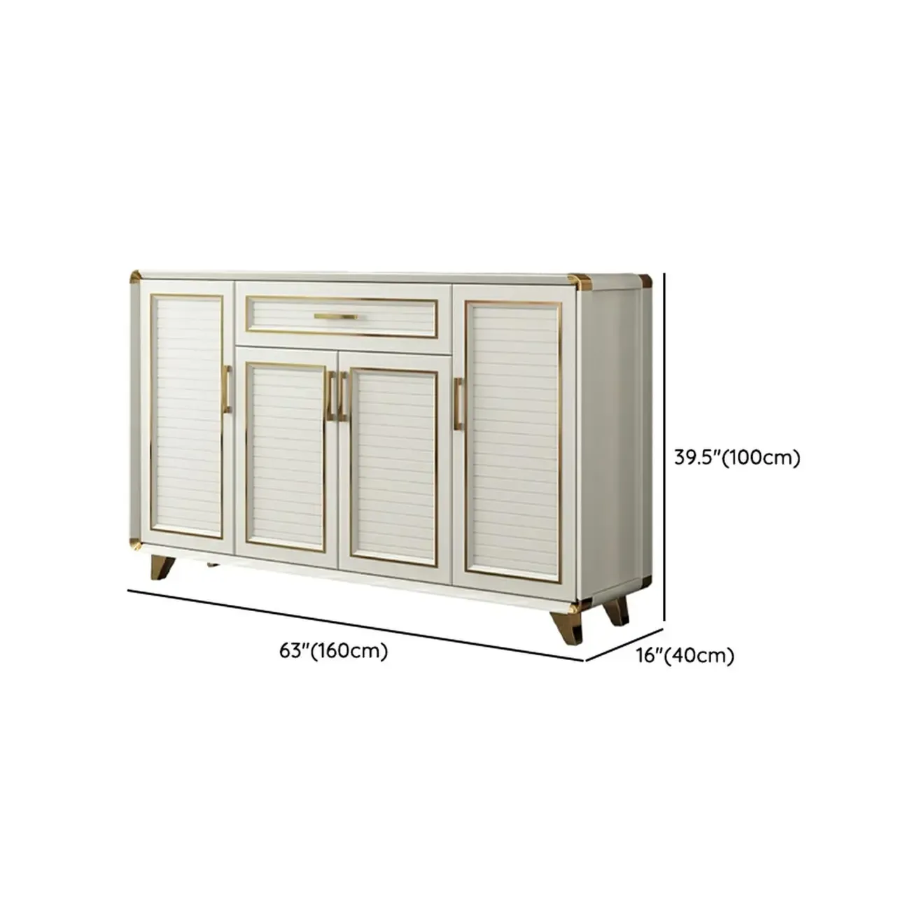 Glam White Metal Shoe Storage Cabinet with Drawer Image - 41