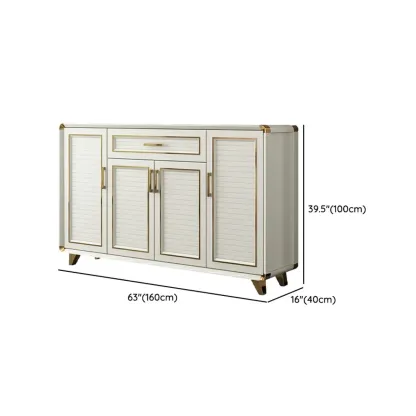 Glam White Metal Shoe Storage Cabinet with Drawer Image - 41