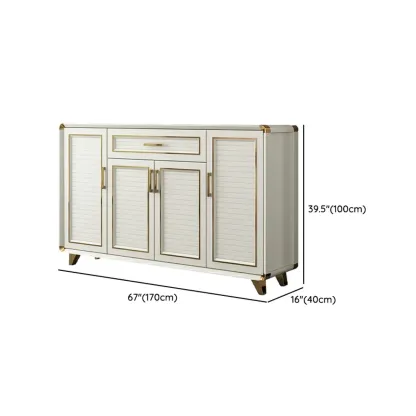 Glam White Metal Shoe Storage Cabinet with Drawer Image - 42