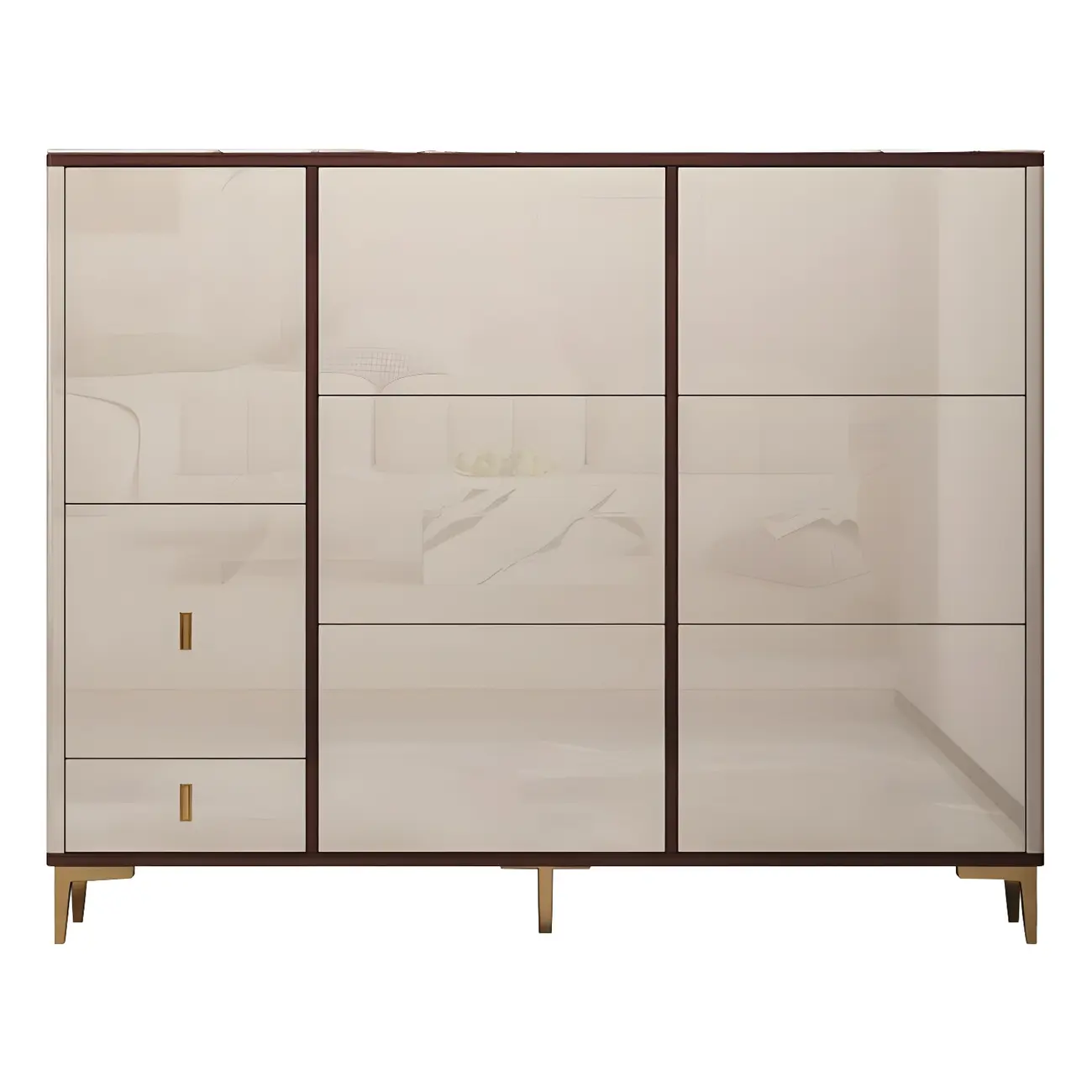 Rectangular Wood Entryway Beige Shoe Storage Cabinet Image - 9 | homeyfad