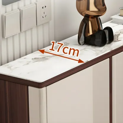 Rectangular Wood Entryway Beige Shoe Storage Cabinet Image - 12