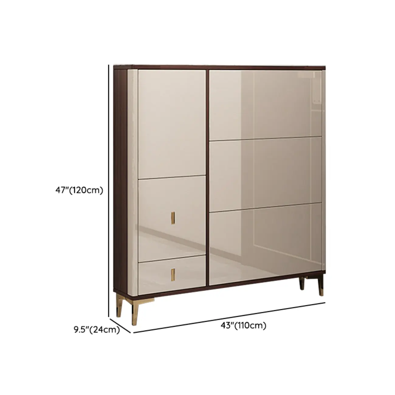 Rectangular Wood Entryway Beige Shoe Storage Cabinet Image - 25 | homeyfad