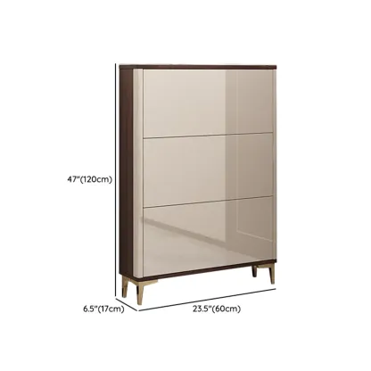Rectangular Wood Entryway Beige Shoe Storage Cabinet Image - 26