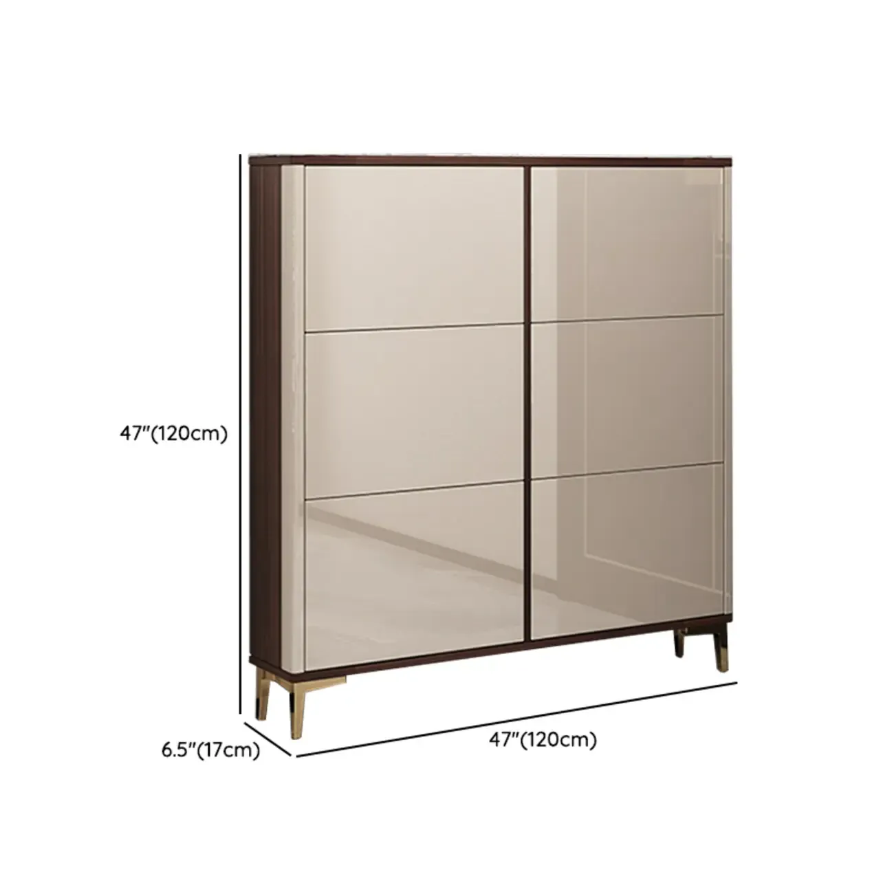 Rectangular Wood Entryway Beige Shoe Storage Cabinet Image - 30