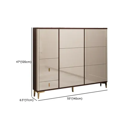 Rectangular Wood Entryway Beige Shoe Storage Cabinet Image - 31