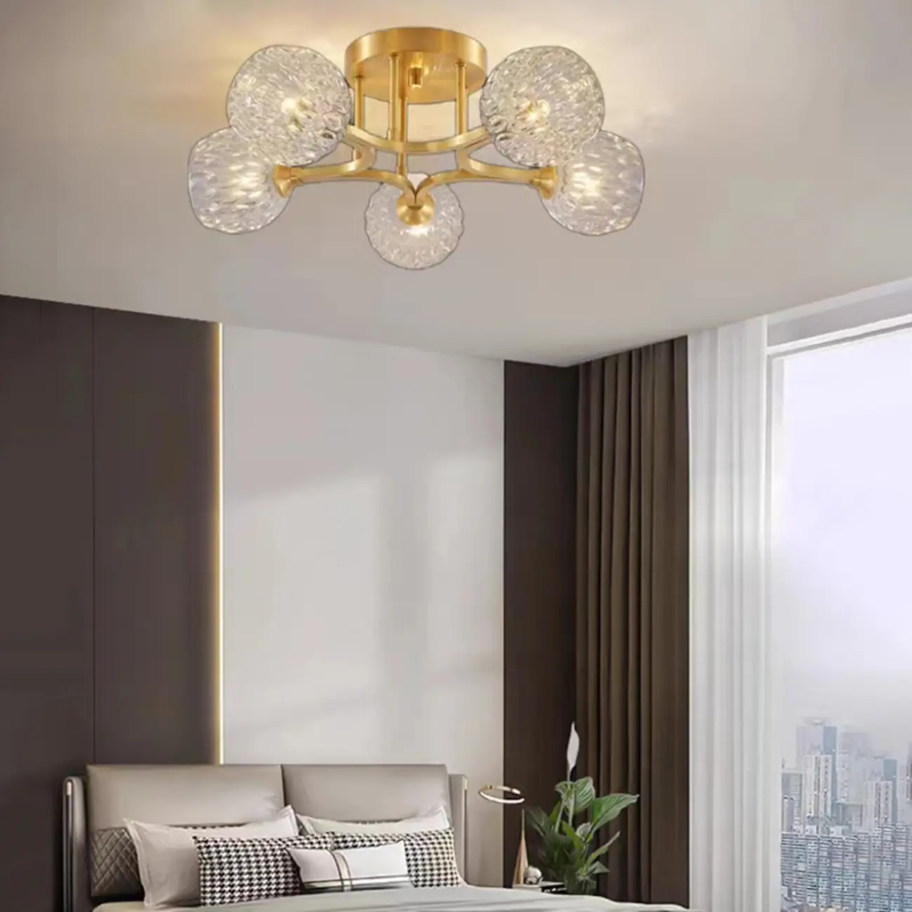 Modern Glass Semi Flush Ceiling Light for Bedroom Elegance Image - 4 | homeyfad