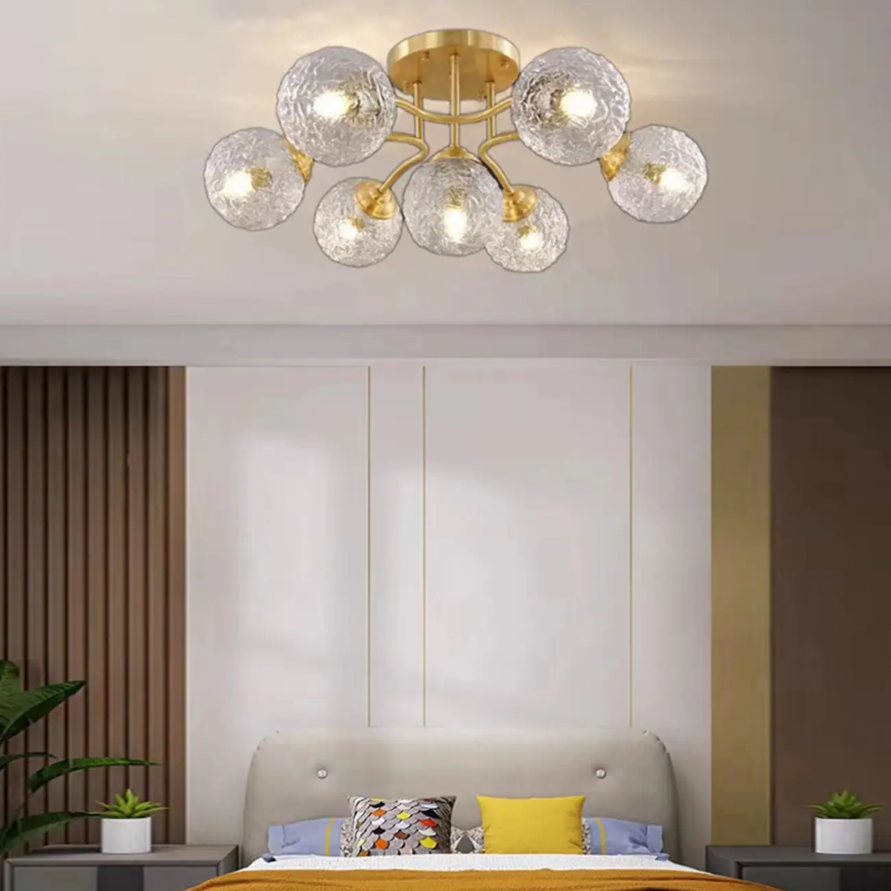 Modern Glass Semi Flush Ceiling Light for Bedroom Elegance Image - 5 | homeyfad