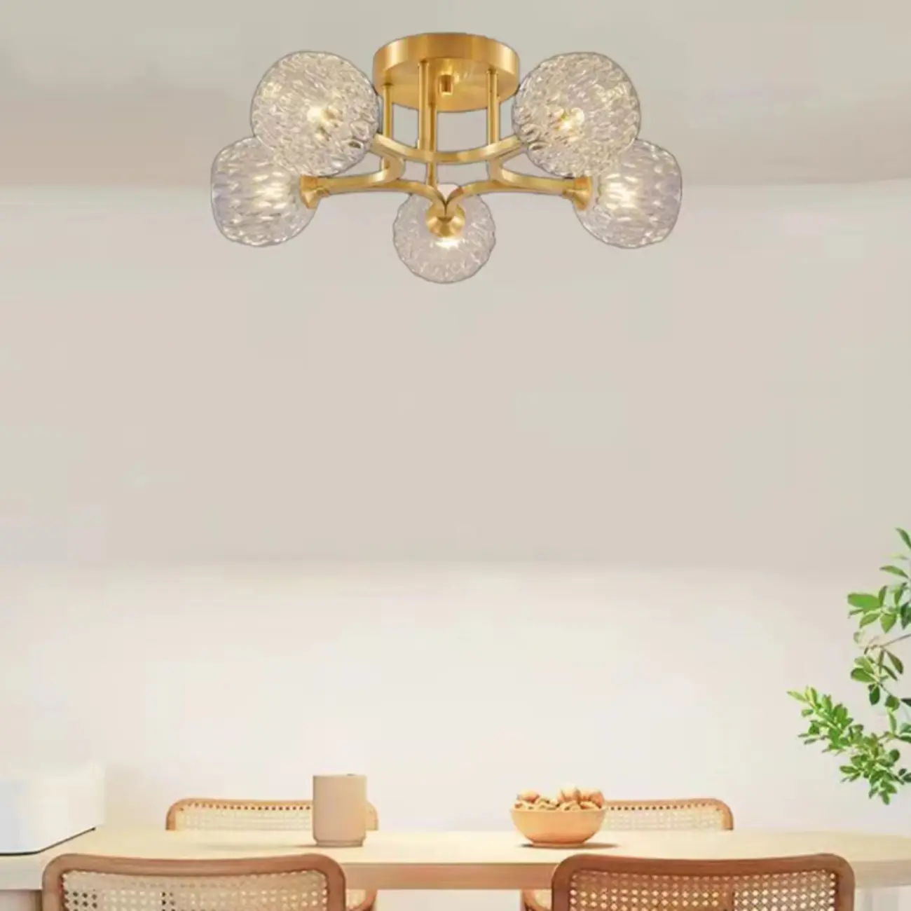 Modern Glass Semi Flush Ceiling Light for Bedroom Elegance Image - 6 | homeyfad