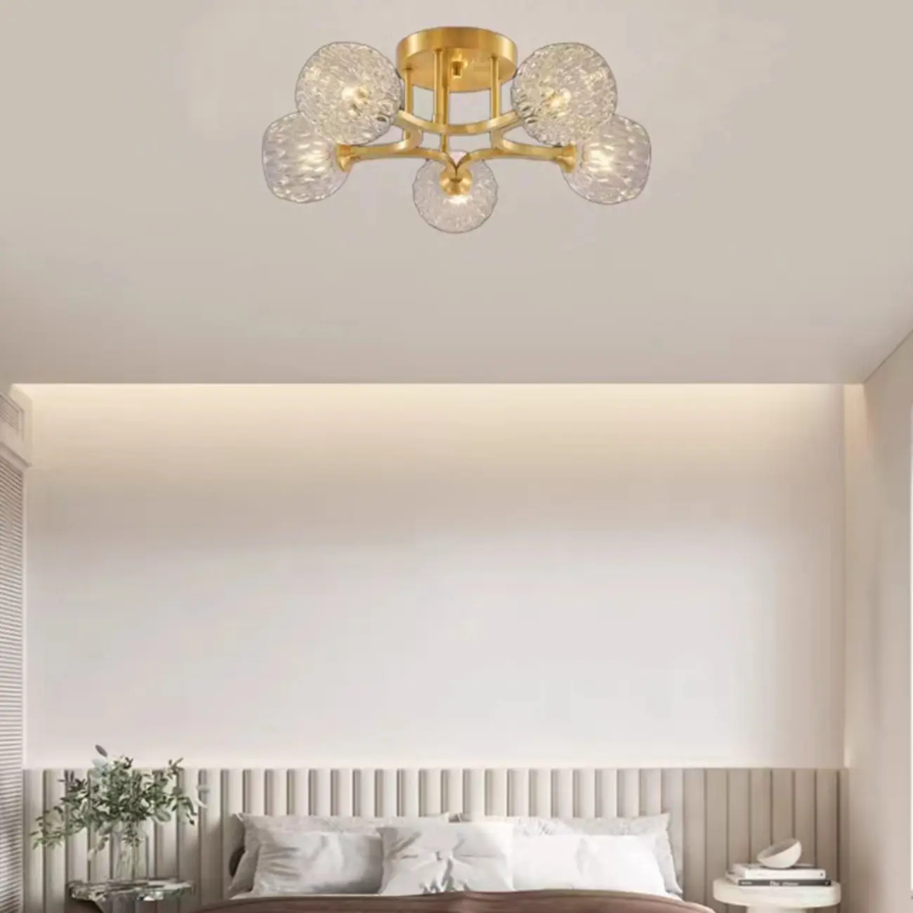 Modern Glass Semi Flush Ceiling Light for Bedroom Elegance Image - 10 | homeyfad