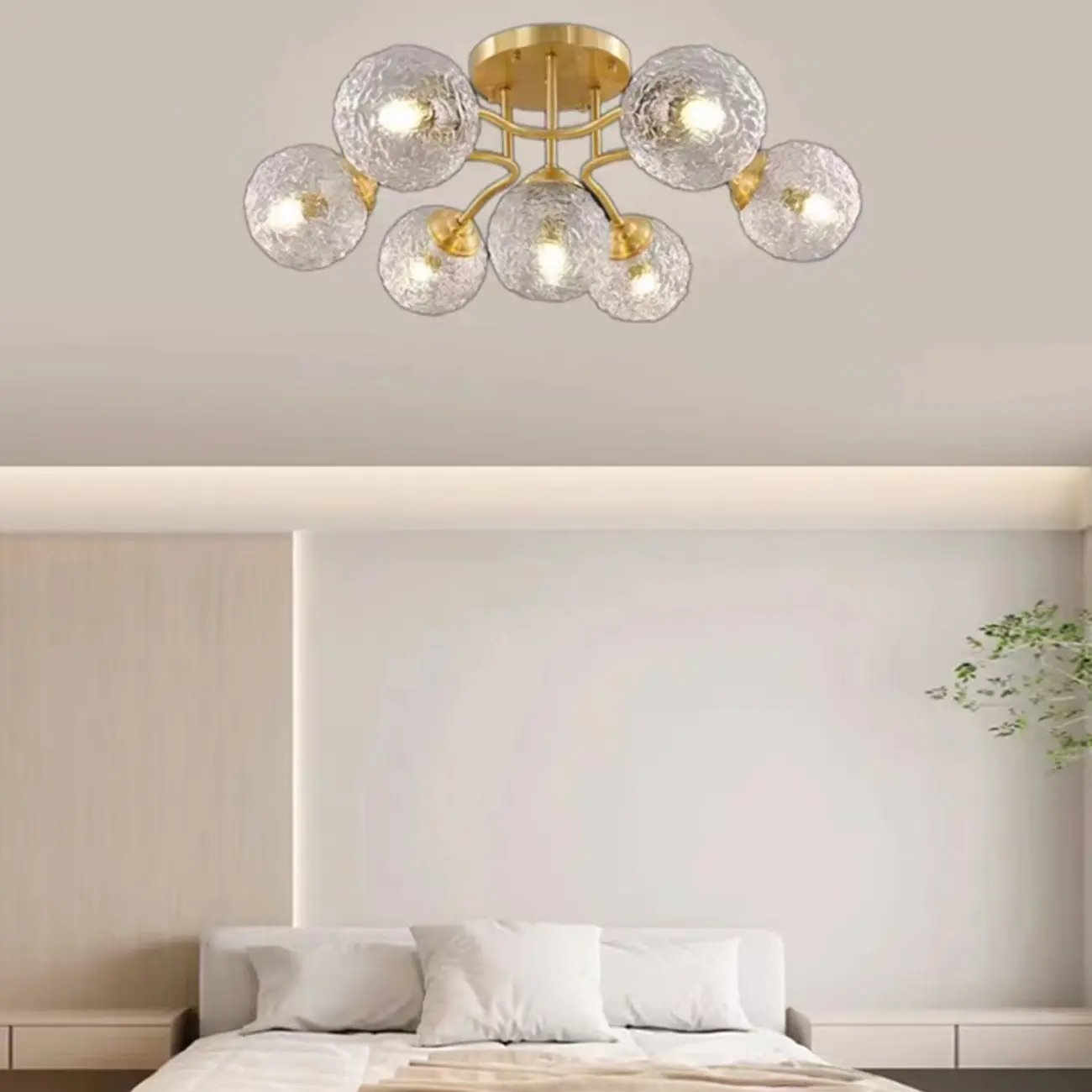 Modern Glass Semi Flush Ceiling Light for Bedroom Elegance Image - 11 | homeyfad