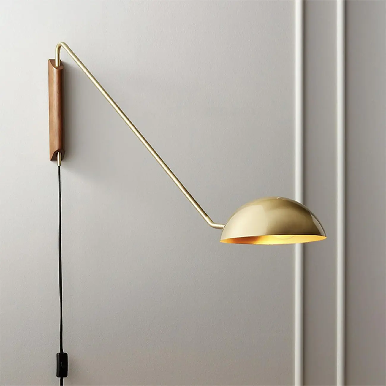 10" Modern Bowl Swing Arm Wall Light Fixture for Bedroom | homeyfad
