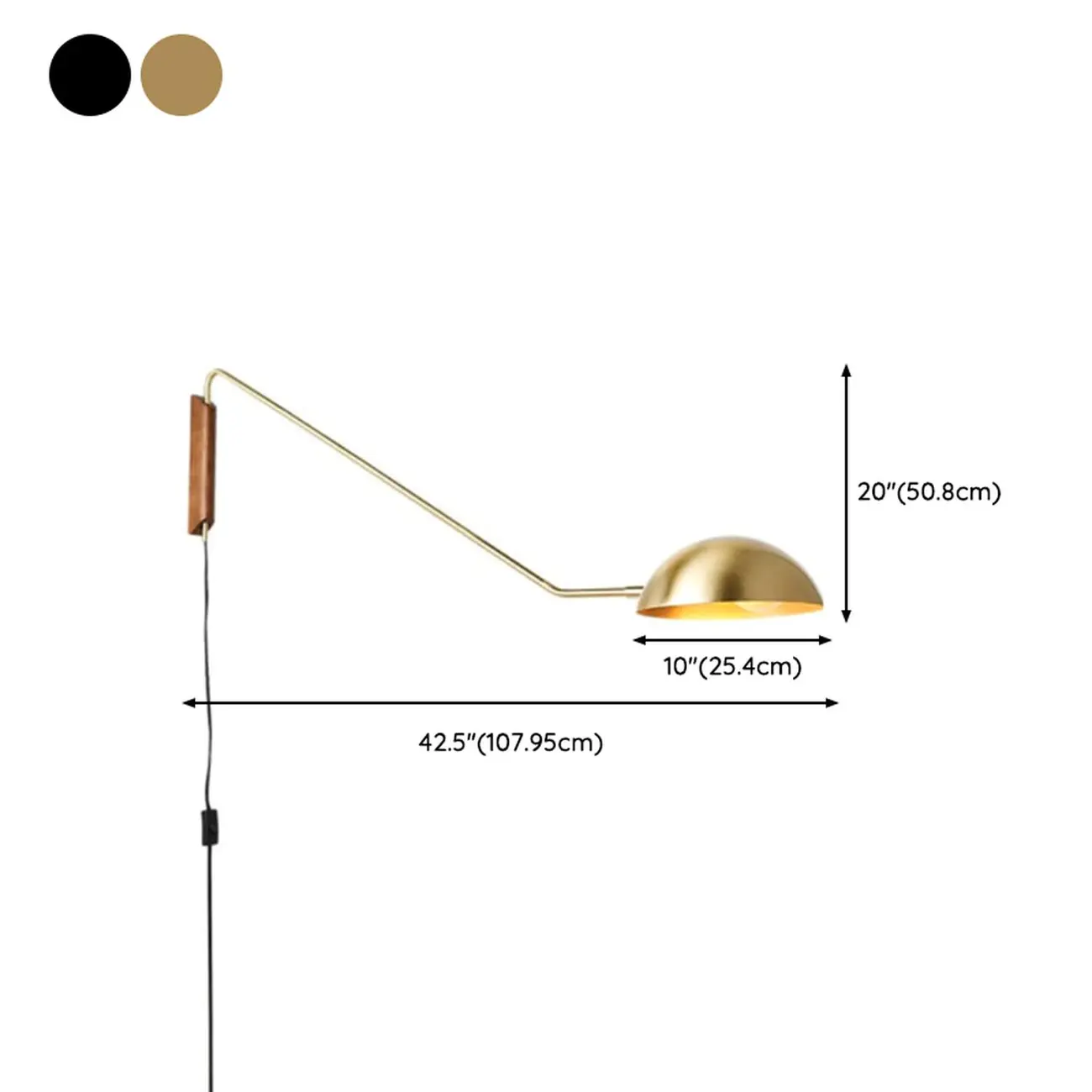 10" Modern Bowl Swing Arm Wall Light Fixture for Bedroom | homeyfad